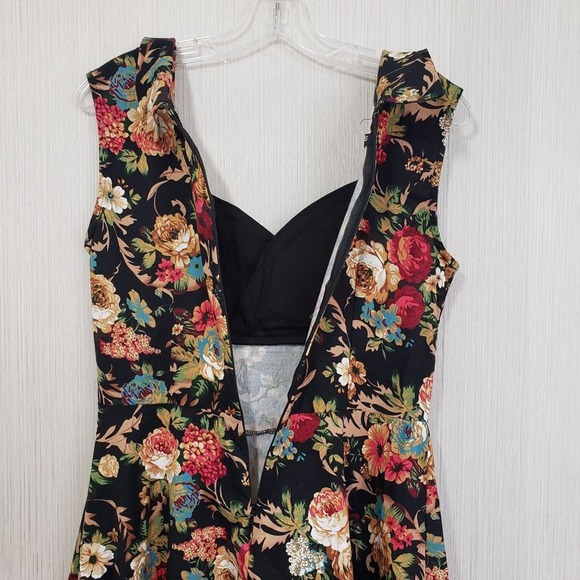 ACEVOG Floral print Pinup rock a billy Style Dress woman's size small - Picture 5 of 8